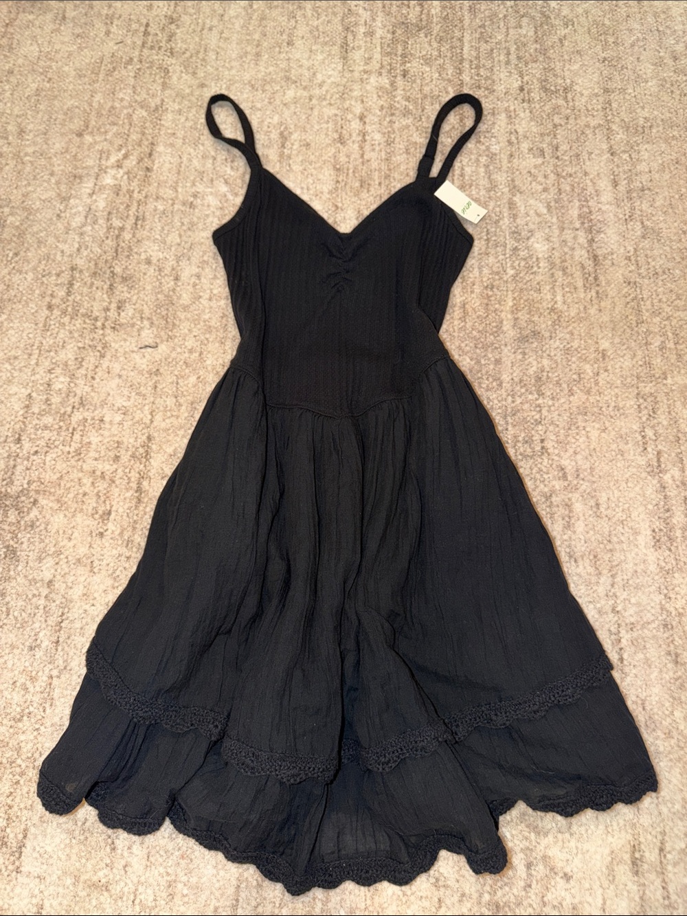 aerie Black Spaghetti Strap Midi Dress